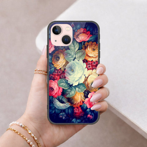 iPhone 14 - Floral Series 2 - HQ Ultra Shine Premium Infinity Glass Soft Silicon Borders Case