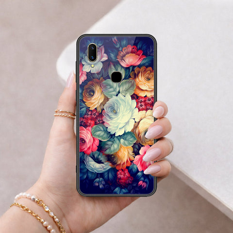 Vivo V11 Cover - Floral Series 2 - HQ Ultra Shine Premium Infinity Glass Soft Silicon Borders Case