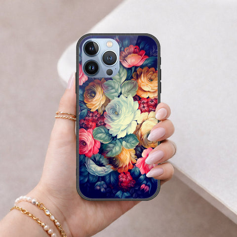 iPhone 14 Pro Cover - Floral Series 2 - HQ Ultra Shine Premium Infinity Glass Soft Silicon Borders Case