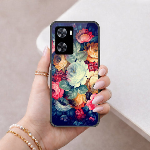 Oppo A77 4G Cover - Floral Series 2 - HQ Ultra Shine Premium Infinity Glass Soft Silicon Borders Case