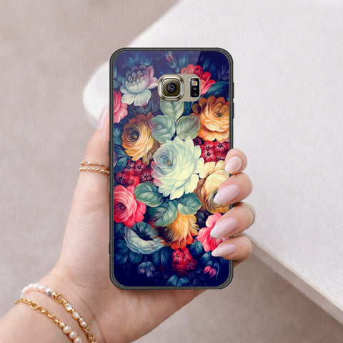 Samsung Galaxy S6 Cover - Floral Series 2 - HQ Ultra Shine Premium Infinity Glass Soft Silicon Borders Case