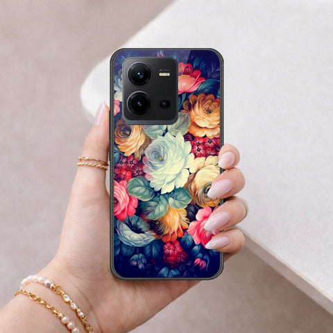 Vivo V25e Cover - Floral Series 2 - HQ Ultra Shine Premium Infinity Glass Soft Silicon Borders Case