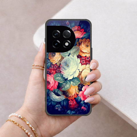 OnePlus 11 Cover - Floral Series 2 - HQ Ultra Shine Premium Infinity Glass Soft Silicon Borders Case