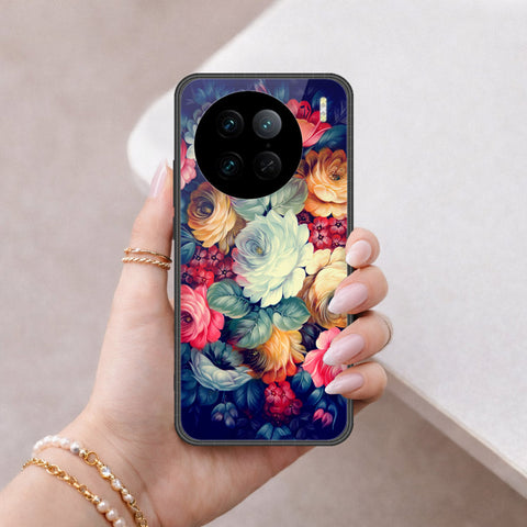 Vivo X90 Pro Cover - Floral Series 2 - HQ Ultra Shine Premium Infinity Glass Soft Silicon Borders Case