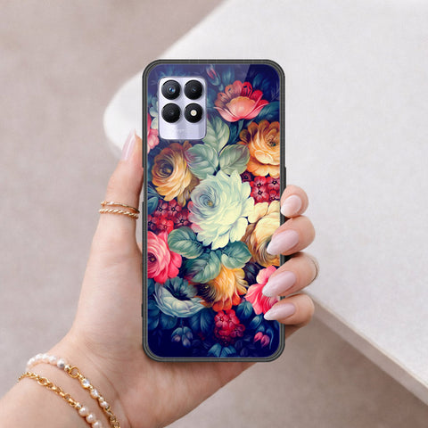 Realme 8i Cover - Floral Series 2 - HQ Ultra Shine Premium Infinity Glass Soft Silicon Borders Case