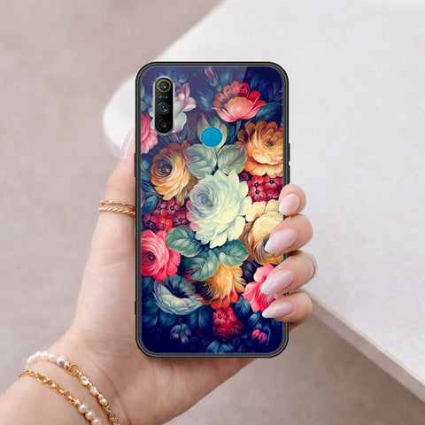 Realme 5i Cover - Floral Series 2 - HQ Ultra Shine Premium Infinity Glass Soft Silicon Borders Case