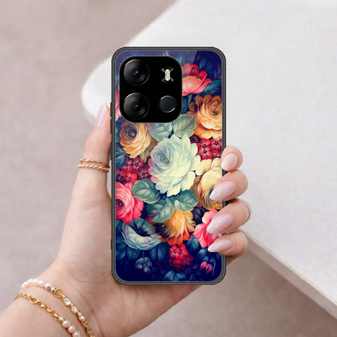 Tecno Pop 7 Pro Cover - Floral Series 2 - HQ Ultra Shine Premium Infinity Glass Soft Silicon Borders Case