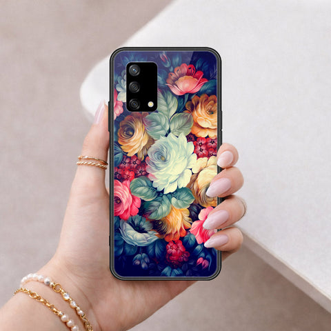 Oppo A74 Cover - Floral Series 2 - HQ Ultra Shine Premium Infinity Glass Soft Silicon Borders Case