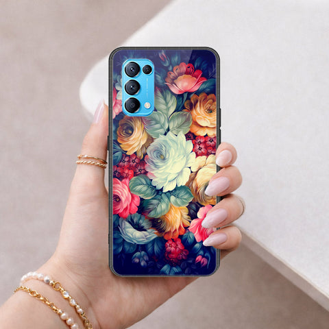 Oppo Reno 5 4G Cover - Floral Series 2 - HQ Ultra Shine Premium Infinity Glass Soft Silicon Borders Case