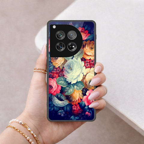 OnePlus 12 Cover - Floral Series 2 - HQ Ultra Shine Premium Infinity Glass Soft Silicon Borders Case