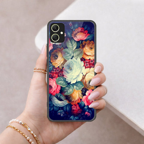 Samsung Galaxy M05 Cover - Floral Series 2 - HQ Ultra Shine Premium Infinity Glass Soft Silicon Borders Case