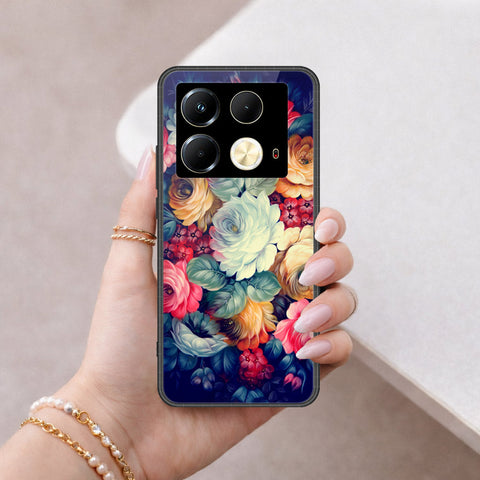 Infinix Note 40 Cover - Floral Series 2 - HQ Ultra Shine Premium Infinity Glass Soft Silicon Borders Case