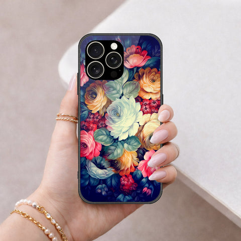 IPhone 15 Pro Max Cover - Floral Series 2 - HQ Ultra Shine Premium Infinity Glass Soft Silicon Borders Case