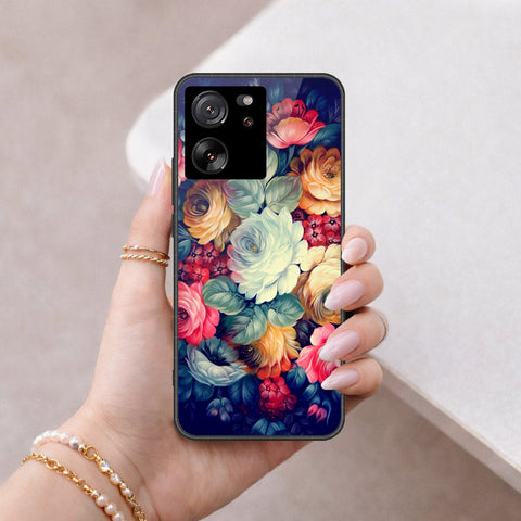 Xiaomi 13T Cover - Floral Series 2 - HQ Ultra Shine Premium Infinity Glass Soft Silicon Borders Case
