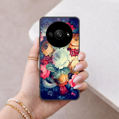 Xiaomi Redmi A3 Cover - Floral Series 2 - HQ Ultra Shine Premium Infinity Glass Soft Silicon Borders Case