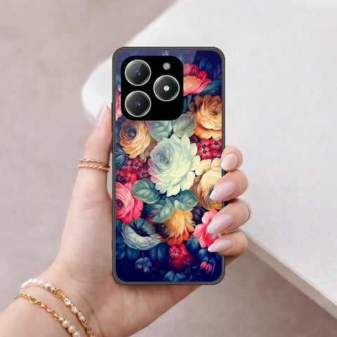 Realme C61 Cover - Floral Series 2 - HQ Ultra Shine Premium Infinity Glass Soft Silicon Borders Case