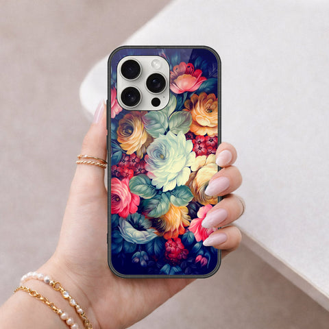 iPhone 16 Pro - Floral Series 2 - HQ Ultra Shine Premium Infinity Glass Soft Silicon Borders Case