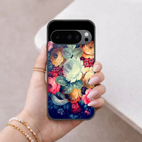 Google Pixel 9 Pro Cover - Floral Series 2 - HQ Ultra Shine Premium Infinity Glass Soft Silicon Borders Case