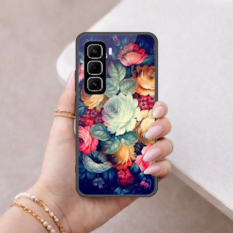 Infinix Hot 50 Pro Plus Cover - Floral Series 2 - HQ Ultra Shine Premium Infinity Glass Soft Silicon Borders Case