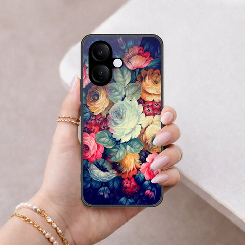 Vivo V40 Lite (IDN) Cover - Floral Series 2 - HQ Ultra Shine Premium Infinity Glass Soft Silicon Borders Case
