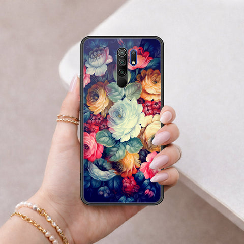 Xiaomi Redmi 9 Cover - Floral Series 2 - HQ Ultra Shine Premium Infinity Glass Soft Silicon Borders Case