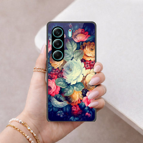 Tecno Camon 40 Pro Cover - Floral Series 2 - HQ Ultra Shine Premium Infinity Glass Soft Silicon Borders Case