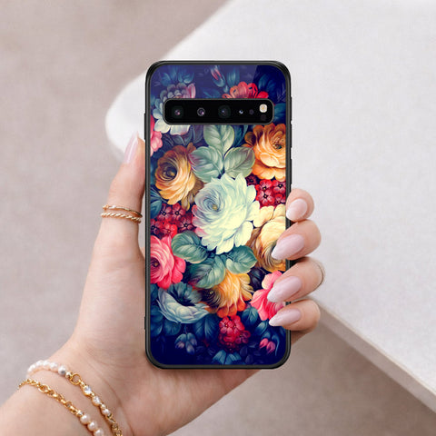 Samsung Galaxy S10 5G Cover - Floral Series 2 - HQ Ultra Shine Premium Infinity Glass Soft Silicon Borders Case