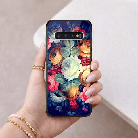 Samsung Galaxy S10 Cover - Floral Series 2 - HQ Ultra Shine Premium Infinity Glass Soft Silicon Borders Case