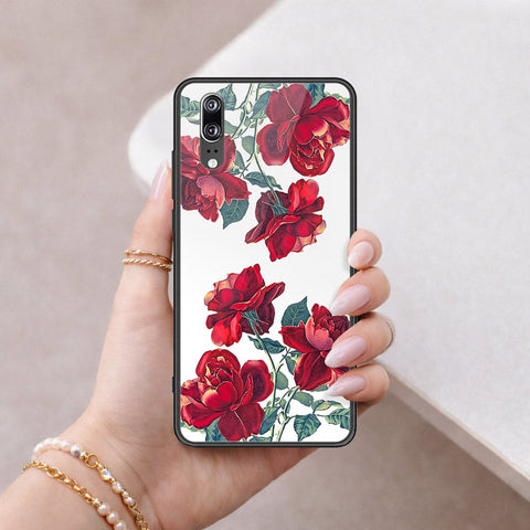 Huawei P20 Cover - Floral Series 2 - HQ Ultra Shine Premium Infinity Glass Soft Silicon Borders Case