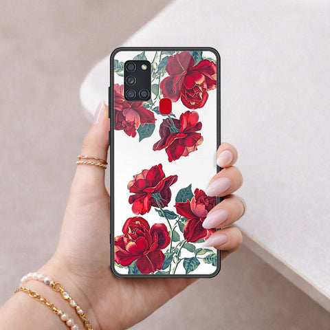 Samsung Galaxy A21s Cover - Floral Series 2 - HQ Ultra Shine Premium Infinity Glass Soft Silicon Borders Case