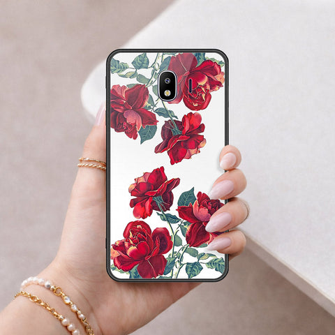 Samsung Galaxy J4 2018 Cover - Floral Series 2 - HQ Ultra Shine Premium Infinity Glass Soft Silicon Borders Case