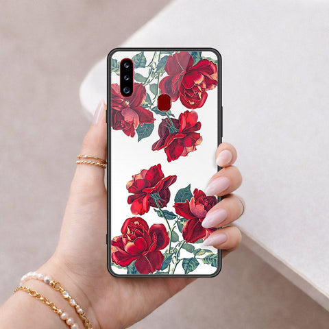 Samsung Galaxy A20s Cover - Floral Series 2 - HQ Ultra Shine Premium Infinity Glass Soft Silicon Borders Case
