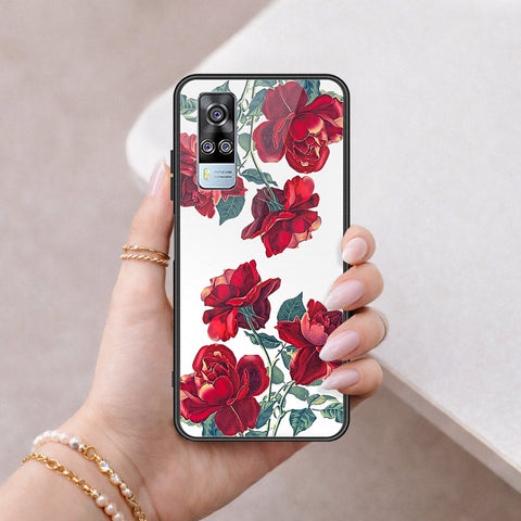 Vivo Y51 (2020 December) Cover - Floral Series 2 - HQ Ultra Shine Premium Infinity Glass Soft Silicon Borders Case