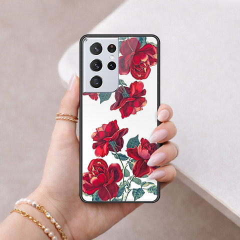 Samsung Galaxy S21 Ultra 5G Cover - Floral Series 2 - HQ Ultra Shine Premium Infinity Glass Soft Silicon Borders Case