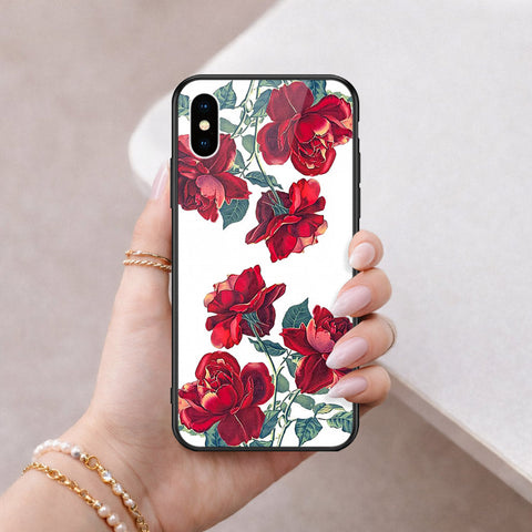 iPhone XS / X - Floral Series 2 - HQ Ultra Shine Premium Infinity Glass Soft Silicon Borders Case