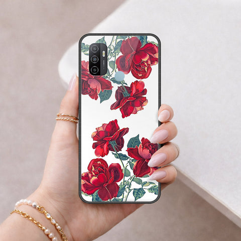 Oppo A53 Cover - Floral Series 2 - HQ Ultra Shine Premium Infinity Glass Soft Silicon Borders Case
