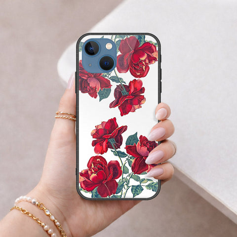 iPhone 13 Cover - Floral Series 2 - HQ Ultra Shine Premium Infinity Glass Soft Silicon Borders Case