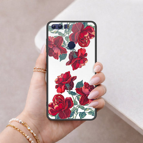 Huawei Honor 8 Cover - Floral Series 2 - HQ Ultra Shine Premium Infinity Glass Soft Silicon Borders Case