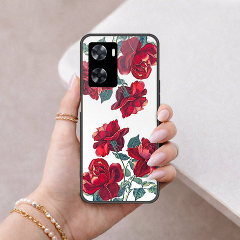 Oppo A57 4G 2022 Cover - Floral Series 2 - HQ Ultra Shine Premium Infinity Glass Soft Silicon Borders Case
