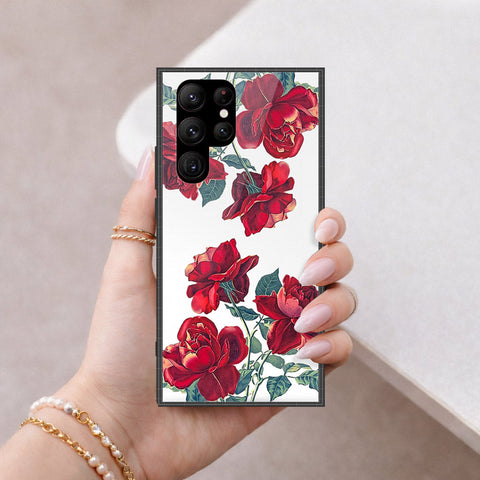 Samsung Galaxy S23 Ultra 5G Cover - Floral Series 2 - HQ Ultra Shine Premium Infinity Glass Soft Silicon Borders Case
