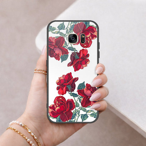Samsung Galaxy S7 Cover - Floral Series 2 - HQ Ultra Shine Premium Infinity Glass Soft Silicon Borders Case