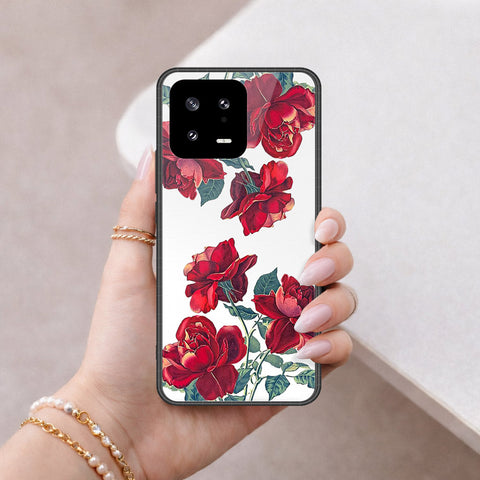Xiaomi 13 Cover - Floral Series 2 - HQ Ultra Shine Premium Infinity Glass Soft Silicon Borders Case