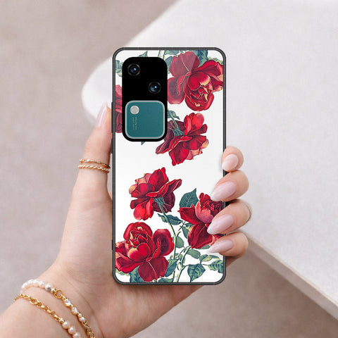 Vivo V30 Cover - Floral Series 2 - HQ Ultra Shine Premium Infinity Glass Soft Silicon Borders Case