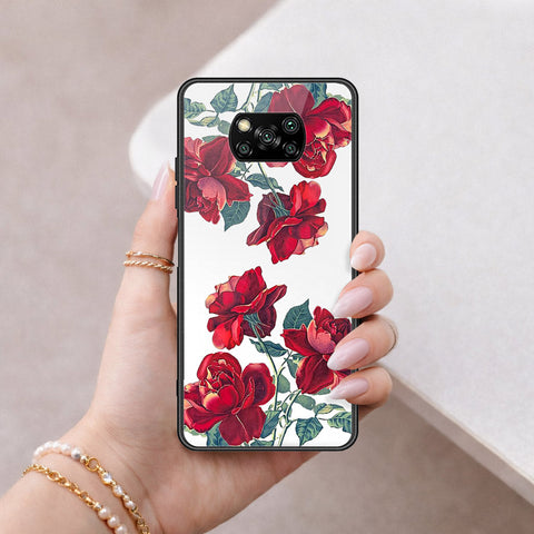 Xiaomi Poco X3 NFC Cover - Floral Series 2 - HQ Ultra Shine Premium Infinity Glass Soft Silicon Borders Case