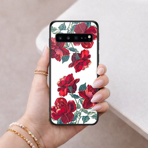 Samsung Galaxy S10 5G Cover - Floral Series 2 - HQ Ultra Shine Premium Infinity Glass Soft Silicon Borders Case