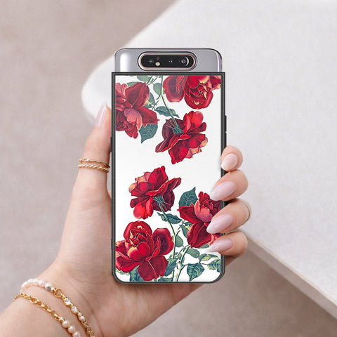 Samsung Galaxy A90 Cover - Floral Series 2 - HQ Ultra Shine Premium Infinity Glass Soft Silicon Borders Case