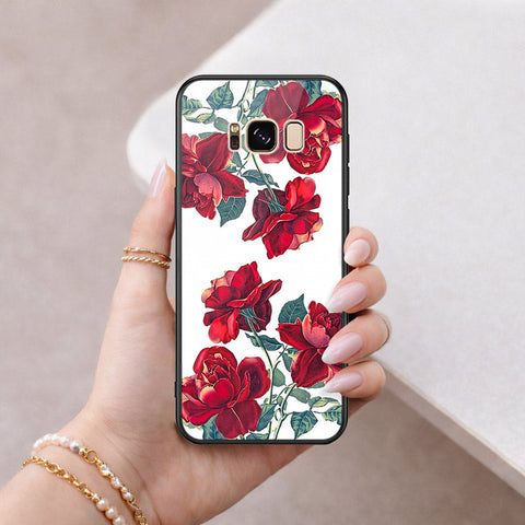 Samsung Galaxy S8 Cover - Floral Series 2 - HQ Ultra Shine Premium Infinity Glass Soft Silicon Borders Case