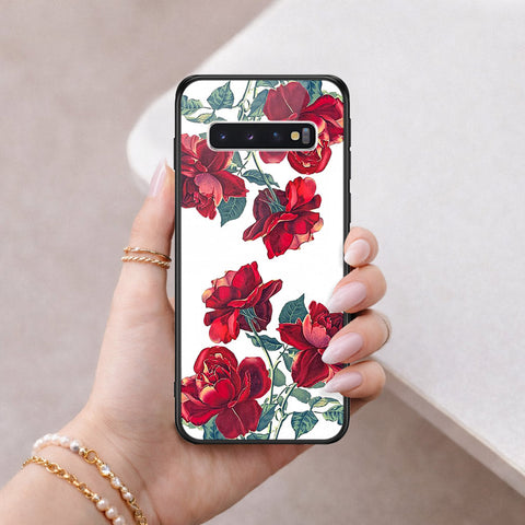 Samsung Galaxy S10 Cover - Floral Series 2 - HQ Ultra Shine Premium Infinity Glass Soft Silicon Borders Case