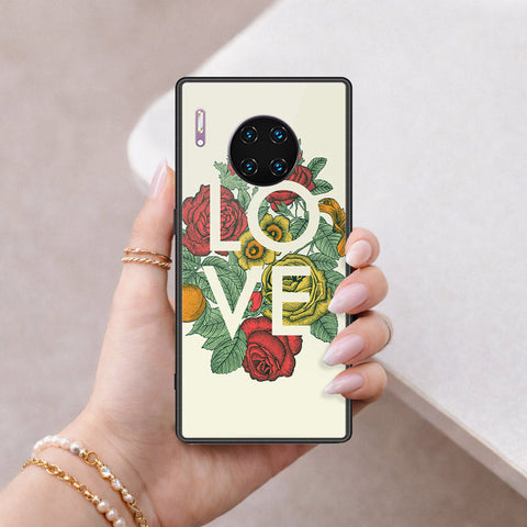 Huawei Mate 30 Pro Cover - Floral Series 2 - HQ Ultra Shine Premium Infinity Glass Soft Silicon Borders Case