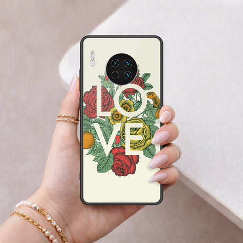 Huawei Mate 30 Cover - Floral Series 2 - HQ Ultra Shine Premium Infinity Glass Soft Silicon Borders Case